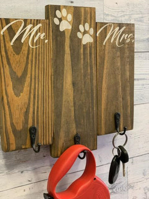 Key and leash holder, His/Hers dog key hanger, Mr./Mrs. key holder, pet lover gift, pet lovers, housewarming gift, dog lovers, wedding gift