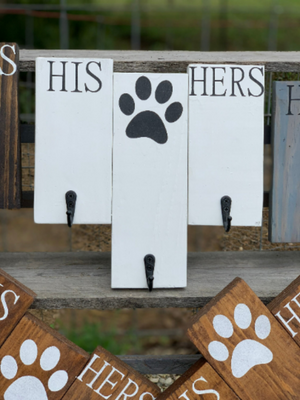 His, hers, paws key and leash holder - White