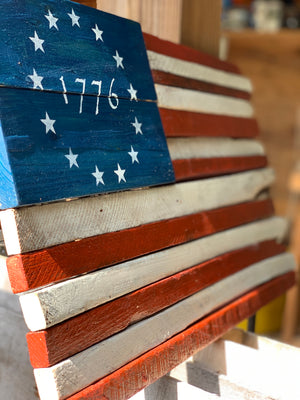 Medium Tobacco Stick American Flags, Wooden Flags, Rustic Flags