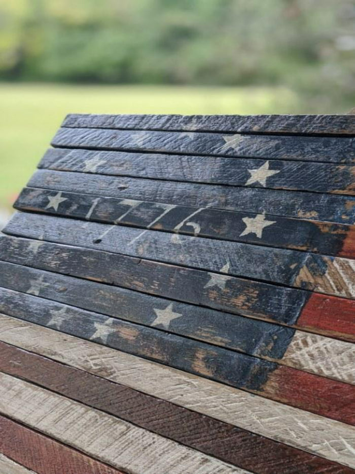 Large Tobacco Stick American Flags, Wooden Flags, Rustic Flags